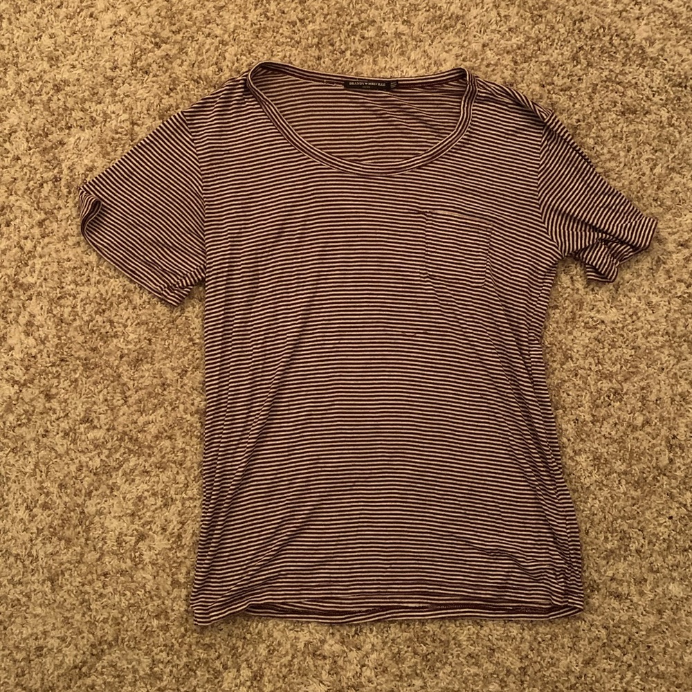 Brandy Melville maroon and white striped oversized tee